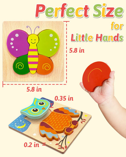 Gojmzo Wooden Puzzles for Toddlers 1-3 Toys Gifts for 1 2 3 Year Old Boys Girls, Montessori Educational Toys Preschool Learning Activities, 6 Pack Animal Jigsaw Puzzle Game 🍁 All In One Marketplace Canada