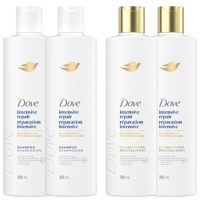Dove Intensive Repair Shampoo & Conditioner for Damaged Hair, with Liquid Bio-Protein Care technology, 355ml (2 Shampoo + 2 Conditioner) 🍁 All In One Marketplace Canada