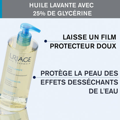 Uriage Cleansing Soothing Oil - Face & Body Daily Cleanser & Shower Oil With Glycerin & Ceramides - Whole Family Format, Babies, Children & Adults - Sensitive Skin - Soap-Free, Fragrance-Free - 500ml 🍁 All In One Marketplace Canada