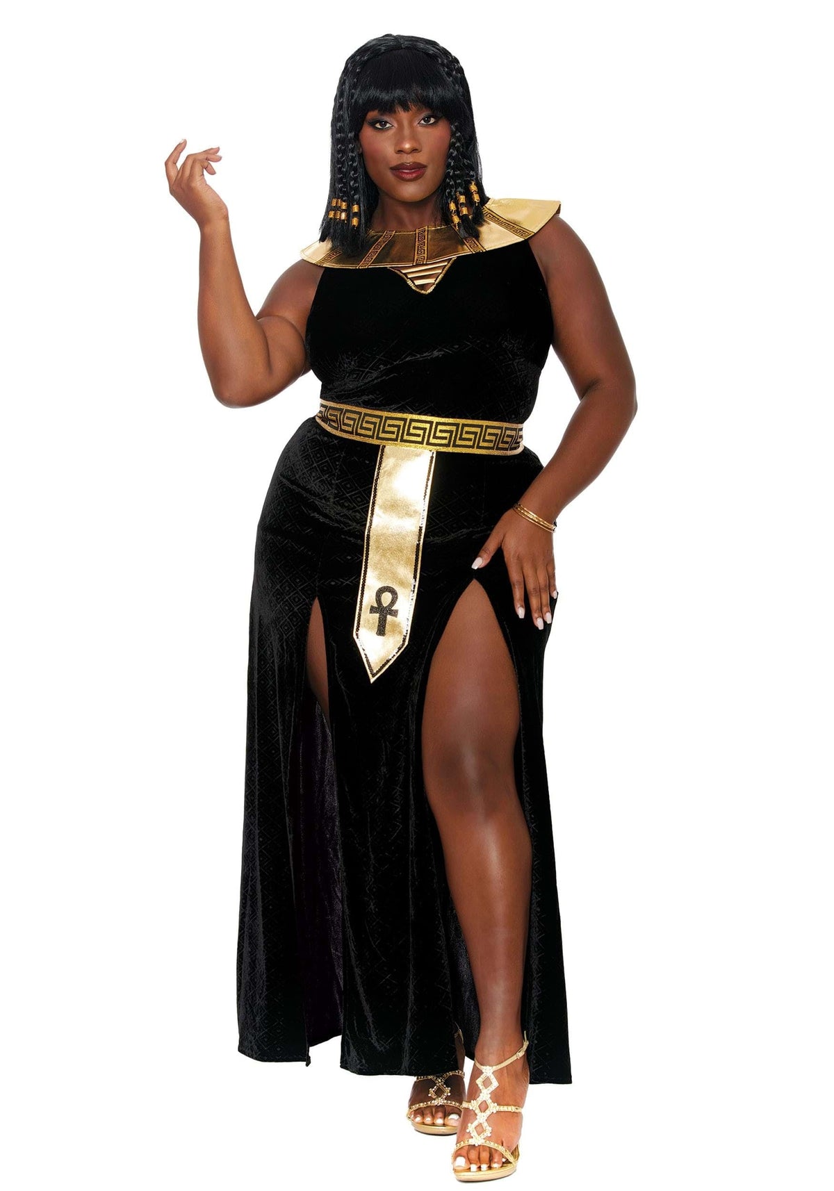 Dreamgirl Womens Plus Cleopatra Costume, Adult Egyptian Goddess, Exquisite Cleopatra Halloween Costume, Black/Gold 3X/4X