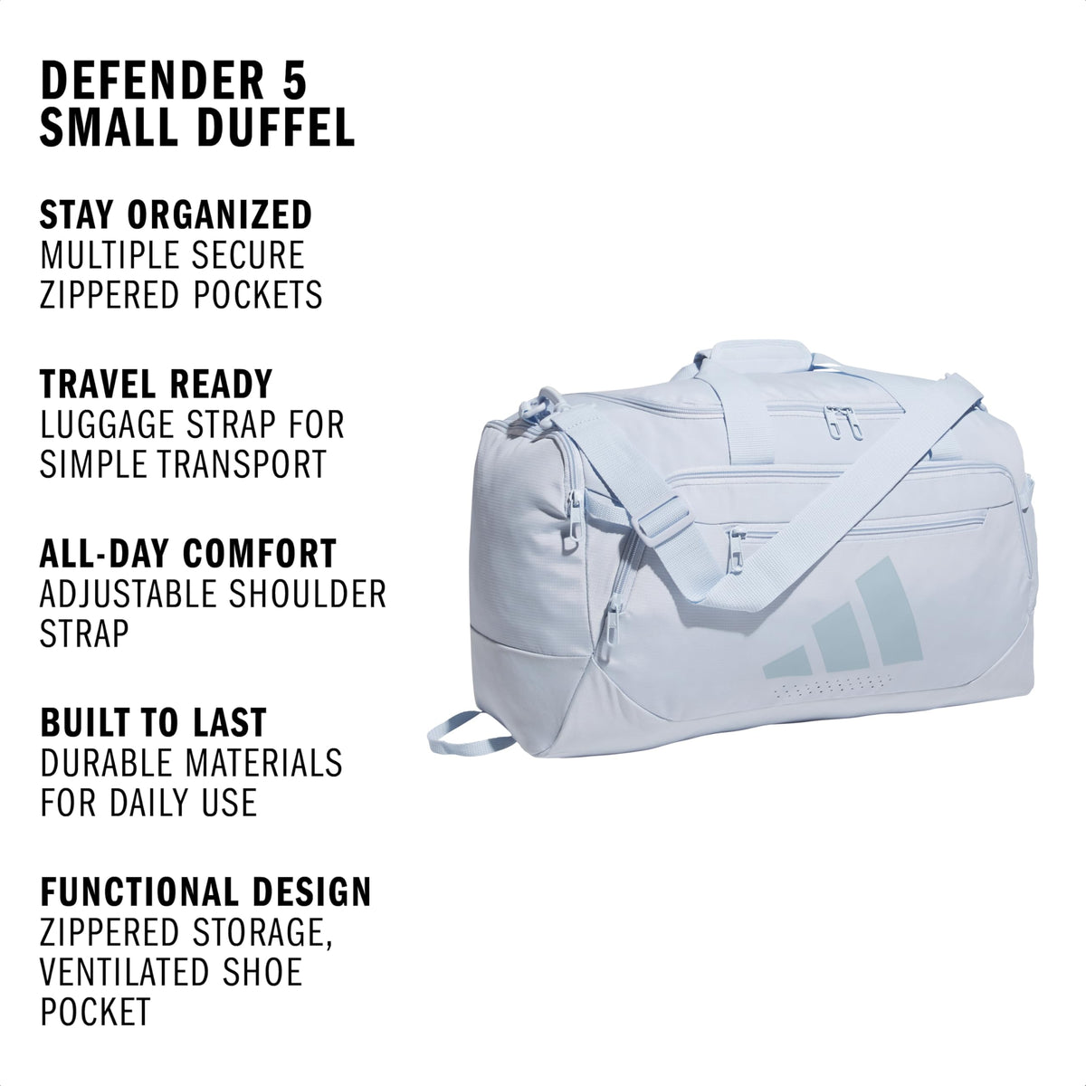 Adidas Unisex-Adult Defender 5 Small Duffel Bag, Crystal Sky/Wonder Blue, One Size Fits All 🍁 All In One Marketplace Canada
