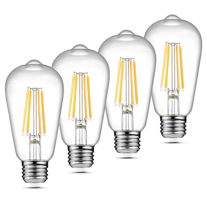 Ascher Vintage LED Edison Bulbs, 6W, Equivalent 60W, Non-Dimmable, High Brightness Warm White 2700K, ST58 Antique LED Filament Bulbs with 80+ CRI, E26 Medium Base, Clear Glass, Pack of 4 🍁 All In One Marketplace Canada