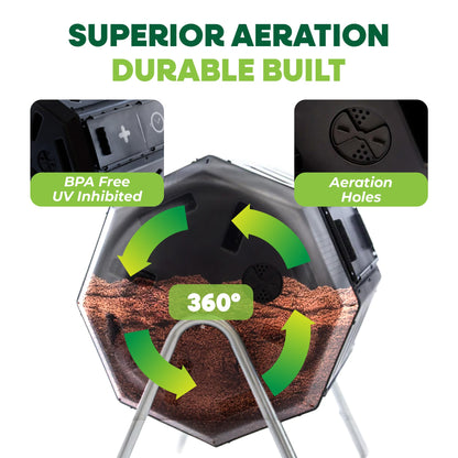 FCMP Outdoor IM4000 Dual Chamber Tumbling Composter Canadian-Made, 100% Recycled Resin - Outdoor Rotating Compost Tumbler Bin for Garden, Kitchen, and Yard Waste, Black (37 Gallon) 🍁 All In One Marketplace Canada