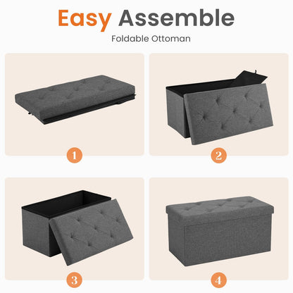 Sweetcrispy Folding Storage Ottoman Bench, Light Grey, Entryway Bench for Living Room, Ottomans with Storage for Bedroom, Heavy Duty 660 lbs Load Capacity, Linen Footrest Seat 🍁 All In One Marketplace Canada