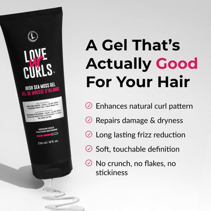 Love Ur Curls Irish Sea Moss Hair Gel, Medium Hold Hair Styling Curling Gel for Defined Curly Hair, Waves & Coils, Vegan, Cruelty Free, 236mL 🍁 All In One Marketplace Canada