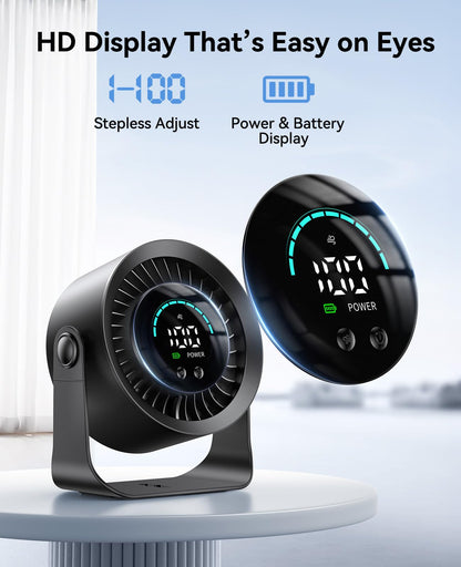 DIGIX Rechargeable USB Desk Fan for Bedroom, 100 Speeds, 360° Rotation, Wall Mounted Design Small Portable Table Fan with LED Display, Quiet Personal Desktop Cooling Fans for Home Office (Black) 🍁 All In One Marketplace Canada