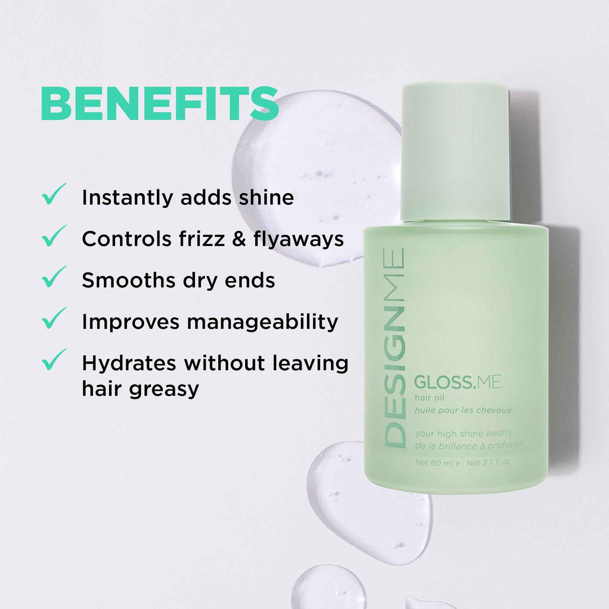 Design.Me GLOSS.ME Hair Oil - Anti Frizz Hair Serum - Heat Protection, Smooths Dry Ends - Adds Shine, Smoothens & Hydrates with Argan Oil - For Straight, Wavy & Curly Textures - No Paraben & Sulfate 🍁 All In One Marketplace Canada