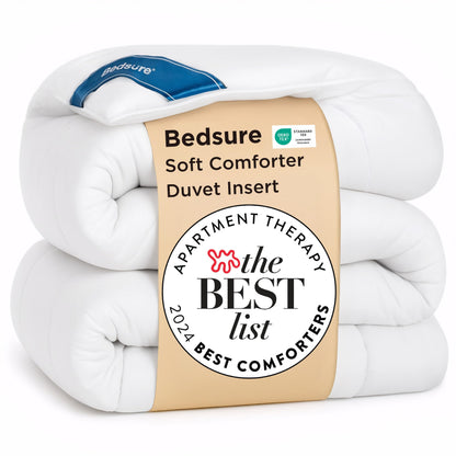Bedsure White Duvet Insert Queen - Quilted Comforters Queen Size, All Season Duvet, GentleSoft Down Alternative Bedding, with 8 Tabs, Gifts for Women/Men, White, Queen 88 x 88 Inches 🍁 All In One Marketplace Canada