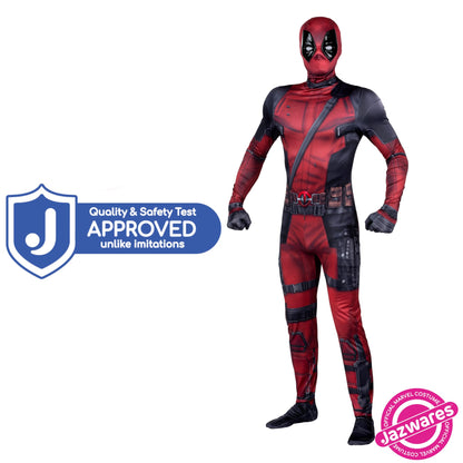 MARVEL Deadpool Official Adult Deluxe Zentai Halloween Costume - Stretch Spandex with Wrist Slits (XXS)