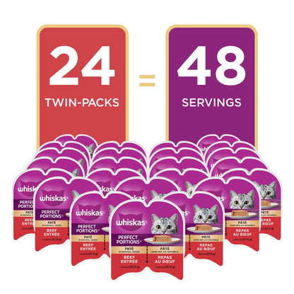 WHISKAS Perfect PORTIONS Kitten Wet Cat Food, Beef Flavour, 75g (12 Pack) 🍁 All In One Marketplace Canada