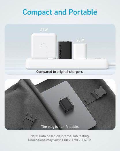Anker iPhone 17/16 Charger, 2-Pack 20W Fast USB C Charger Block, for iPhone 17/16/16 Pro Max/15 Series/iPad Pro and More (2 Pack & 2 Cable)(Black) 🍁 All In One Marketplace Canada