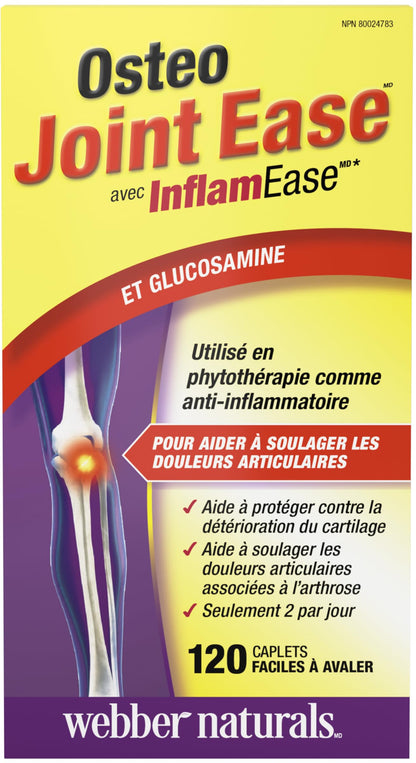 Webber Naturals Osteo Joint Ease with InflamEase and Glucosamine, Helps Ease Joint Pain Associated with Osteoarthritis, 120 Caplets 🍁 All In One Marketplace Canada
