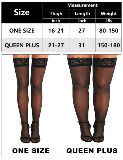 RSLOVE Women's Lace Top Thigh High Sheer Stockings Antiskid Silicone Ultra Shimmery Pantyhose Black One Size 🍁 All In One Marketplace Canada