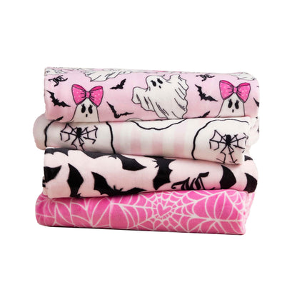 Juicy Couture Girly Ghosts Halloween Plush Throw Blanket, Soft Polyester Decorative Throw for Sofa or Bed, Light Pink, 50"x60"