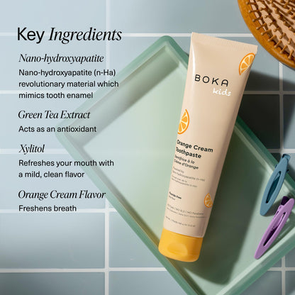 Boka Fluoride Free Toothpaste, Nano Hydroxyapatite, Training Toothpaste - Orange Cream Flavor, 4 Fl Oz (113g) 1Pk 🍁 All In One Marketplace Canada