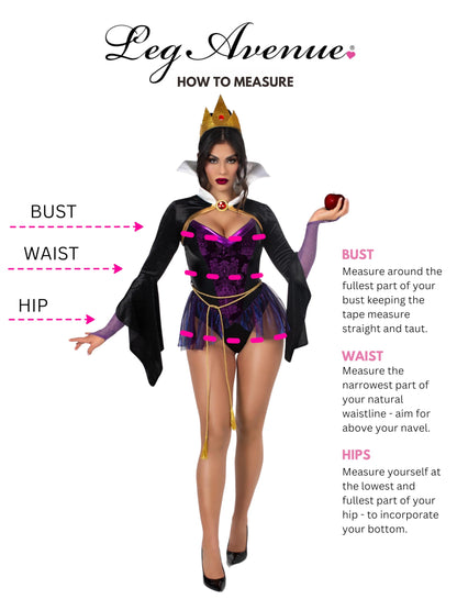 Leg Avenue Womens 4 Pc Poison Apple Queen Halloween Costume for Women, Black/Purple, Small