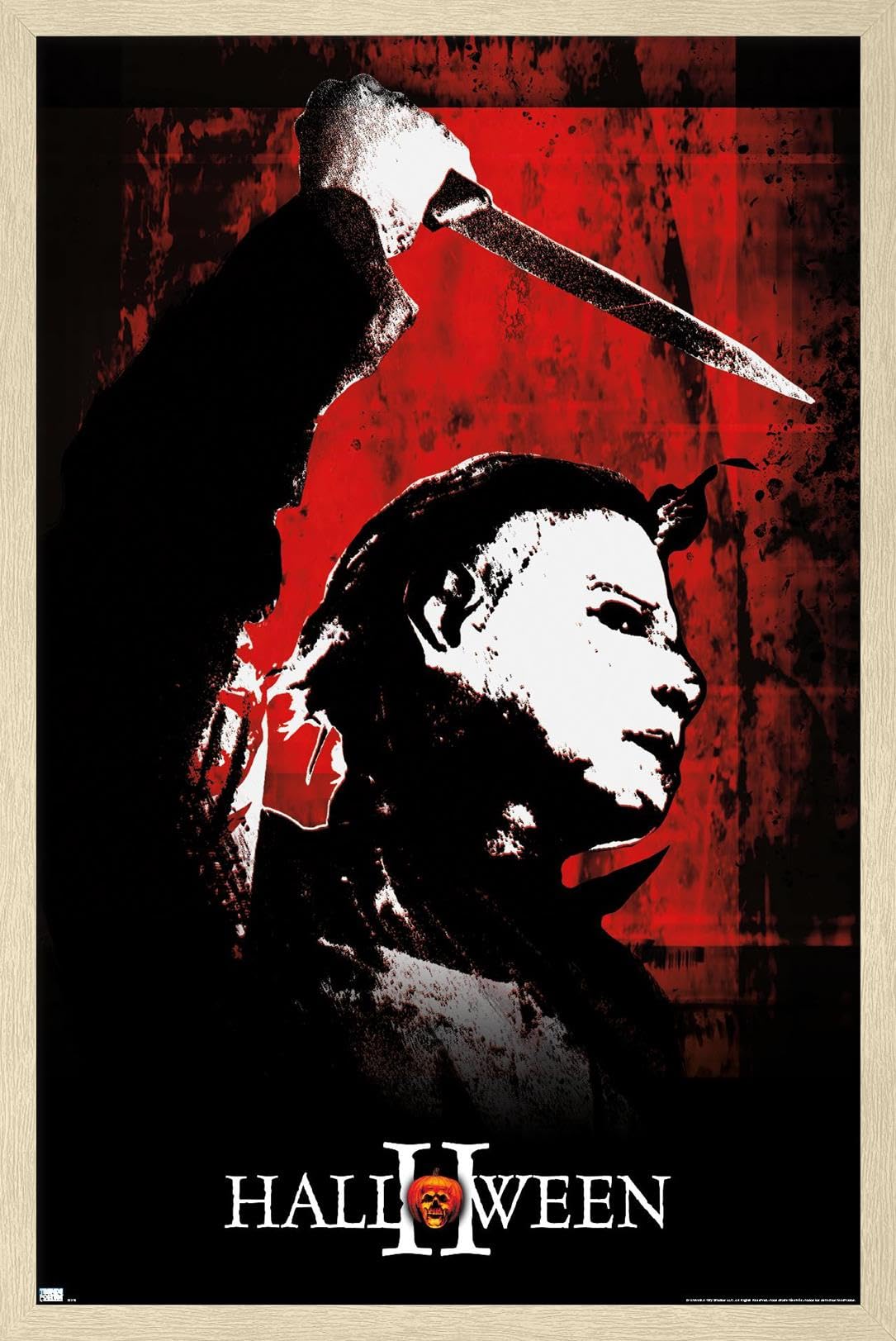 Halloween II - Red Wall Poster, 22.4L" x 14.7W", Blonde Framed Version