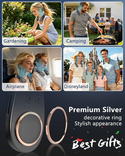 Neck Fan with Cooling Plate-5500mAh Rechargeable, Ultra Quiet Operation, 5 Speeds & 3 Cooling Modes, USB-C Fast Charging, LED Display Battery & Speed, Bladeless Wearable Neck Cooler for Travel Black 🍁 All In One Marketplace Canada