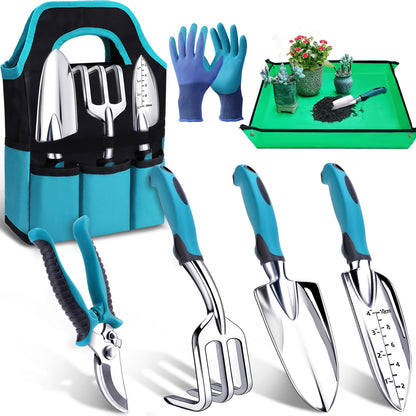 Kynup Gardening Tools 7-Piece, Heavy Duty Garden Tools Set with Non-Slip Ergonomic Handle, Repotting Mat, Rust-Proof, Gardening Hand Tools with Handbags and Gloves, Gardening Gifts for Women and Men 🍁 All In One Marketplace Canada