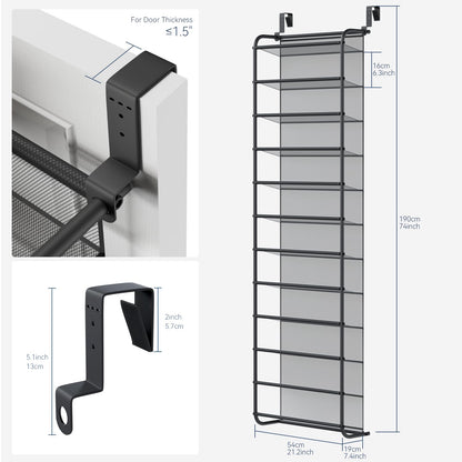Whitmor 36 Pair Over-The-Door Rack-Gunmetal Gray Shoe Organizer 🍁 All In One Marketplace Canada