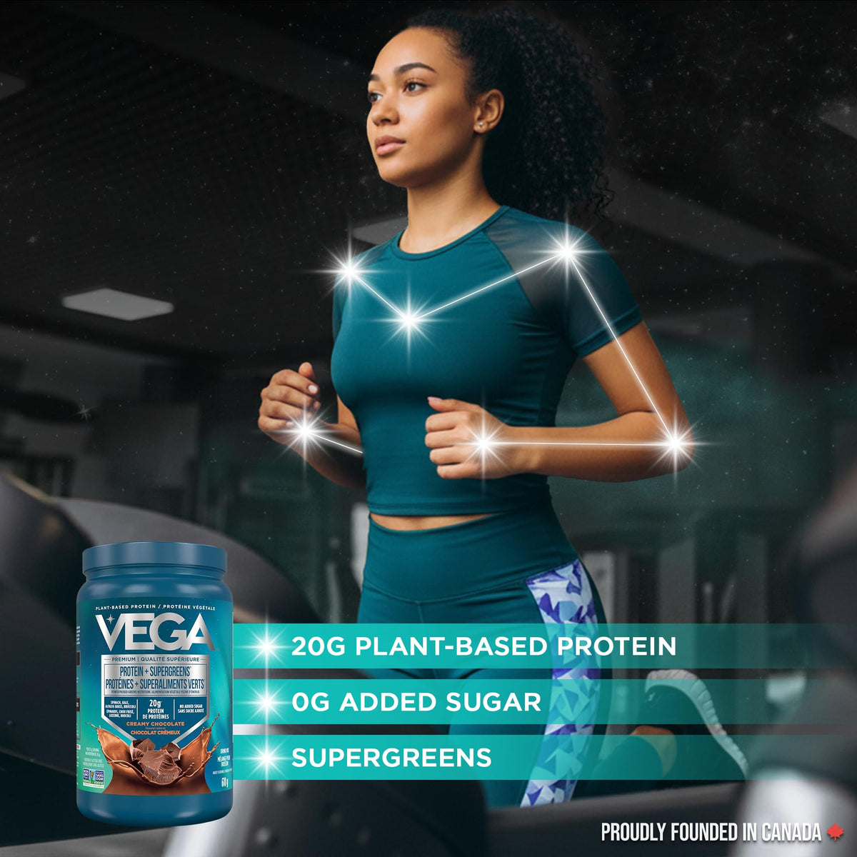 Vega Protein + Supergreens Vegan Plant Based Protein Powder – 20g Organic Pea Protein, Dairy-free, Healthy Breakfast Shake – Chocolate, 19 Servings, 618 grams (Pack of 1) 🍁 All In One Marketplace Canada
