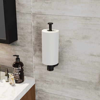 VEHHE Paper Towel Holder Under Cabinet with Ratchet System, Single Hand Operable Paper Towel Holder Wall Mount with Damping Effect, Self-Adhesive Papers Towels Holders or Drilled for Kitchen (Black) 🍁 All In One Marketplace Canada
