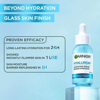 Garnier Hyaluronic Acid Face Serum, With Aloe Vera, Pro-Ceramides, Glycerin, Panthenol, Glass Skin, Reinforce Skin's Moisture Barrier, Hydrating, Replumpling, Normal To Combination, Vegan, 30ml 🍁 All In One Marketplace Canada