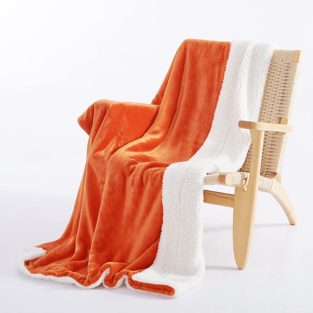NICETOWN Sherpa Blanket for Kids Back to School, Thick Super Soft Warm Cozy Dual Sided Halloween Lightweight Fleece Plush Ultra Comfy Fuzzy Blankets for Baby/Couch/Sofa/Bed, Twin 60" x 80", Orange