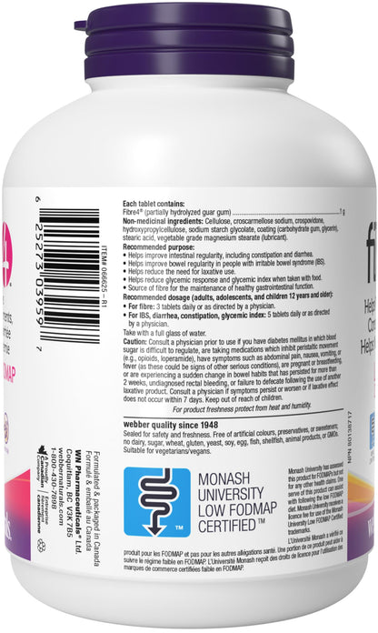Webber Naturals The Right Fibre4 IBS Intestinal Discomfort Tablets, 150 Tablets, Fibre Supplement for Digestive Health, Low-FODMAP, Vegan 🍁 All In One Marketplace Canada