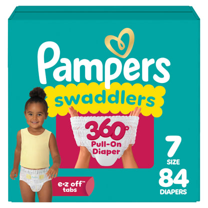 Pampers Diapers - Swaddlers 360 - Size 7, up to 100% Leakproof Comfy Dry Fit, EZ Off Tabs Designed for Easy Changes, Pull On Diaper, 84 Count 🍁 All In One Marketplace Canada