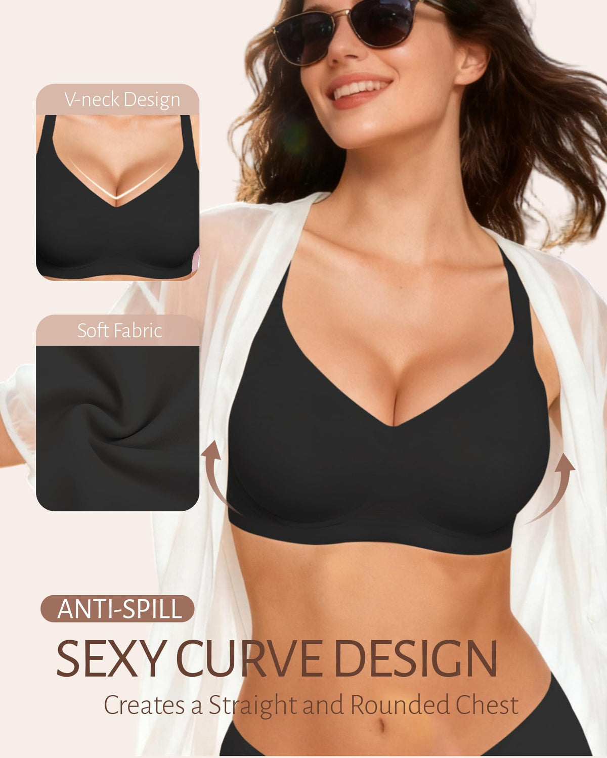 Gailife Womens Jelly Bra for Women Wireless Bras Seamless No Underwire Supportive Full Coverage T-Shirt Bra -New-Black-M 🍁 All In One Marketplace Canada