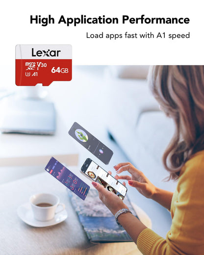 Lexar E-Series 64GB Micro SD Card, microSDXC UHS-I Flash Memory Card with Adapter, 100MB/s, C10, U3, A1, V30, Full HD, 4K UHD, High Speed TF Card 🍁 All In One Marketplace Canada