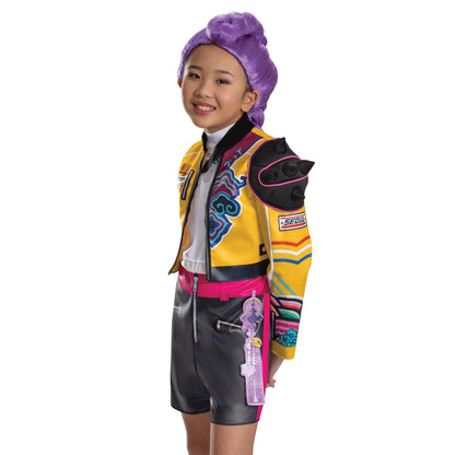 K-Pop Demon Hunters Rumi Costume, Official Halloween Jumpsuit and Top Dress Up Outfit, Kids Size (10-12)