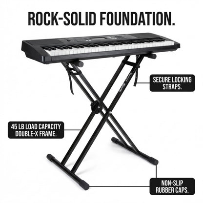 RockJam Xfinity Heavy-Duty, Double-X, Pre-Assembled, Infinitely Adjustable Piano Keyboard Stand with Locking Straps 🍁 All In One Marketplace Canada