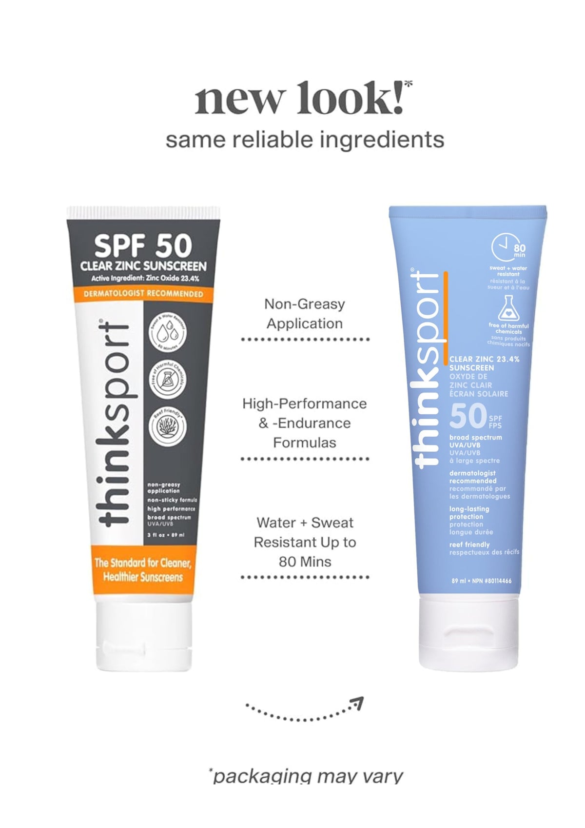 Thinksport Mineral Sunscreen, SPF 50 Clear Zinc Oxide Sunscreen, 3 Fl Oz, Water Resistant Reef Safe Sunscreen, Vegan, Clean Mineral Formula Broad Spectrum Sun Screen 🍁 All In One Marketplace Canada