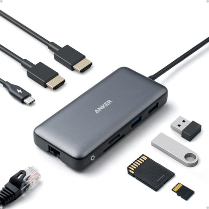Anker Laptop Docking Station Dual Monitor, 8-in-1 USB C Hub, 4K Dual Monitor with 2 HDMI, 1 Gbps Ethernet Hub, 85W Power Delivery, SD Card Reader for XPS and More (Charger not Included) 🍁 All In One Marketplace Canada