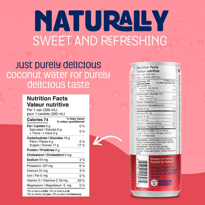 THIRSTY BUDDHA Sparkling Coconut Water with Lychee, No Added Sugar, Pure Coco Drink, Natural Fruit Flavour, Electrolyte & Nutrient-Rich, 12 Pack, (12/330ml) 🍁 All In One Marketplace Canada