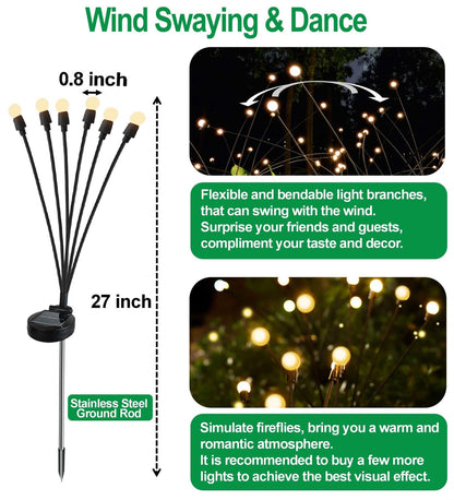 SIOTMERA 8 Count Solar Lights Outdoor Waterproof IPX5, Solar Garden Lights, Wind Swaying Firefly Lights, Solar Christmas Lights, for Yard Lawn Pathway Decoration Lighting,6LED WarmYellow 🍁 All In One Marketplace Canada