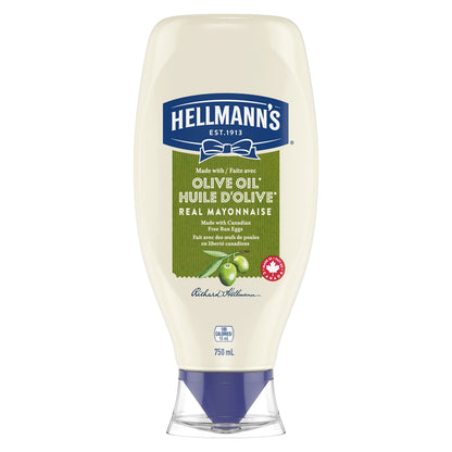 Hellmann's Mayonnaise ideal condiment for sandwiches, salads and burgers Olive Oil with free run eggs and canola oil 750 ml 🍁 All In One Marketplace Canada