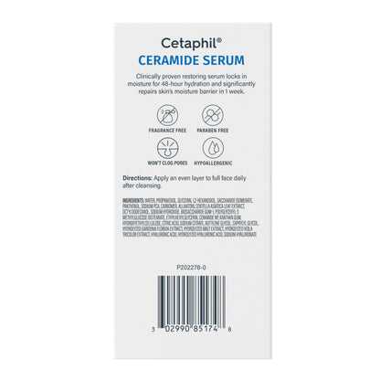 Cetaphil Ceramide Serum, Hydrating Face Serum for Skin Barrier Repair, Pore Treatment, 48Hr Hydration with Ceramide, Cica & Allantoin, Dermatologist Recommended, 1oz 🍁 All In One Marketplace Canada