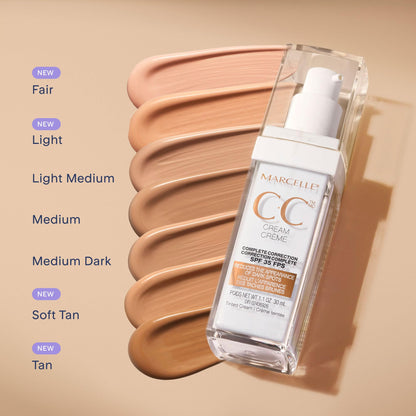 Marcelle CC Cream SPF 35, Light Medium, Complete Correction, Tinted Moisturizer, Non-Comedogenic, Perfume-Free, Paraben-Free, Oil-Free, Hypoallergenic, Cruelty-Free, 30 mL 🍁 All In One Marketplace Canada