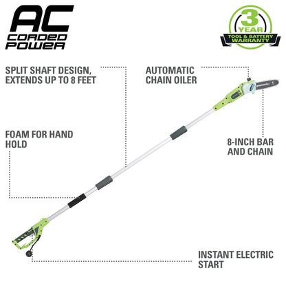 Greenworks 20192 8.5-Inch 6.5 Amp Electric Corded Pole Saw, Green 🍁 All In One Marketplace Canada