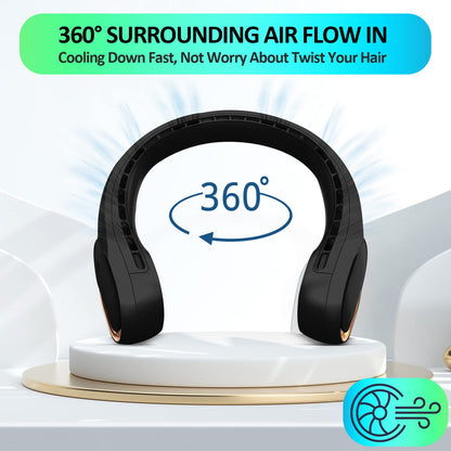 Portable Neck Fan, Personal Bladeless Neck Fans for Men, Upgraded Increase Air Volume & 4000mAh Battery, Ultra Quiet, 4-16 Hours Use Time Wearable Fan USB Rechargeable for Home Travel-Black 🍁 All In One Marketplace Canada