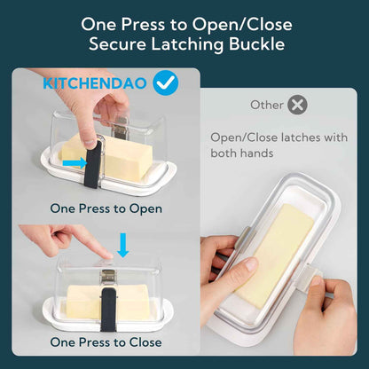 Large One-Handed Butter Dish with Lid for 1 lb Canadian Butter, Airtight Butter Keeper with Lid Fit a Full Pound Block of Butter,Locking Butter Container for Countertop,Cat/Dog Proof(White) 🍁 All In One Marketplace Canada