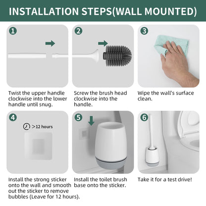 Hibbent Toilet Brush with Ventilated Drying Holder, Silicone Toilet Bowl Brush Bathroom Cleaning Bowl Brush Kit Sturdy Cleaning Toilet Brush, Floor Standing & Wall Mounted Without Drilling 🍁 All In One Marketplace Canada