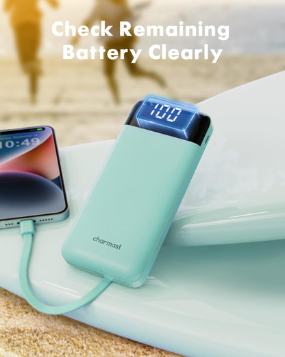 Charmast Portable Charger with Built in Cables, Power Bank with Cords Wires, Slim 10000mAh Travel Battery Pack 6 Outputs 3 Inputs 3A Fast Charging for Samsung Google Pixel LG Moto iPhone iPad 🍁 All In One Marketplace Canada