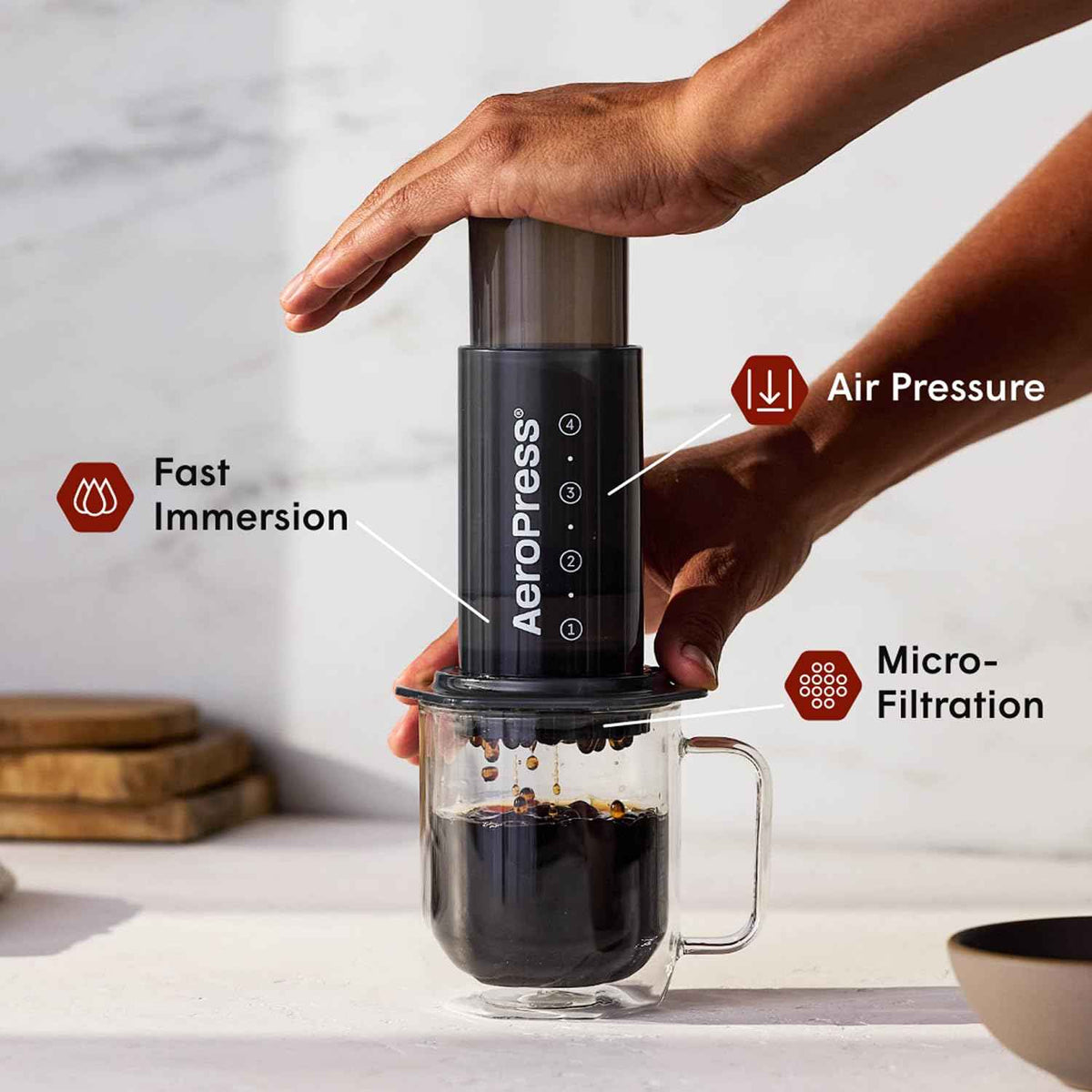 AeroPress Original Coffee Press - All-in-One French Press, Pour-Over & Espresso Style Manual Brewer, 2 Min Brew for Less Bitterness, More Flavor, Small Portable Coffee Maker, Travel & Camping 🍁 All In One Marketplace Canada