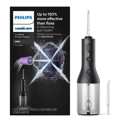 Philips Sonicare Power Flosser 3000 Cordless, Oral Irrigator Quad Stream technology and whisper quiet, Black, HX3826/23 🍁 All In One Marketplace Canada
