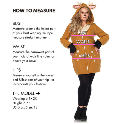 Leg Avenue Women's Hooded Cozy Fawn Halloween Costume, Multi, X-Large