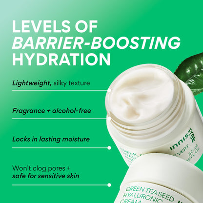 innisfree Jumbo Green Tea Seed Hyaluronic Acid Cream With Barrier Boosting Complex and Ceramide, Korean Hydrating Face Moisturizer for Dry Skin 🍁 All In One Marketplace Canada